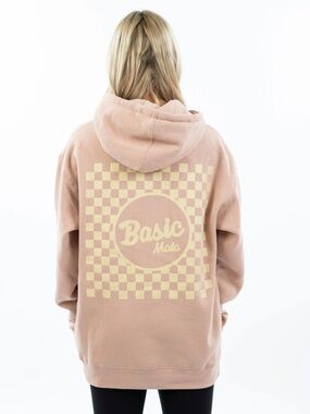 Basic Moto Checkers Heavyweight Hoodie - Dusty Pink Medium